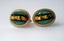 3236 c. 1970s Dante oval cuff links with multi-color banded ‘rough hewn’ center; gold tone bezel and coin style edging, Med/Large, roughly 11/8” x ¾”. Price: $35