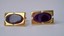 3253 c. 1960s Hickok rectangular gold tone cufflinks with oval black ‘stone’ center and cutouts in setting; lovely and in super shape. Medium size, approx. 1” x ½”. Price: $25