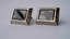 3257 c. 1960s Destino ‘snow flake’ obsidian large rectangular cufflinks with fancy beveled silver tone border. Really nice! Size: 1” x 5/8” Price: $45
