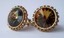 3268 c. 1960s Dante large round Rivoli Watermelon crystal cufflinks with fancy gold tone border. Size: Large diameter almost 1”. Like new and beautiful! Price: $45