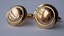 3269 c. 1950s Krementz round gold duo-tone cufflinks- rose center and yellow border. Price: $35