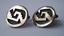 3273 c. 1940s Hecho abstract Mexican sterling silver cufflinks (fully hallmarked on back of one link.) Med/Large. Approx. 7/8” diameter. Price: $65