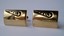 3303 c. 1960s Swank rectangular gold tone cufflinks with fancy scroll on face. Small/Medium size, approx. 1’2” x 1”. Price $15