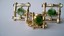 3371 c. 1970 Dante square jade cuff link with gold tone bamboo border. Prong set. Tie tack included. Medium size: ¾” x ¾”. Price: $45
