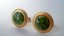 3395 c. 1960s LaMode round gold tone ‘karatklad’ cufflinks with polished green stone center and beautiful Florentine bezel. These are gorgeous and in super shape! Size: Medium/Large, about 7/8” in diameter. Price: $40