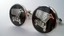 3400 c. 1950s Hayward shopping cart cufflinks! Highly polished black & chrome. These are really cool and unusual! Super shape. Medium size, c. ¾” in diameter. Price: $35