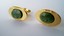 3406 c. 1960s Dante classic oval gold tone cufflinks; jade center w/ lined background on face. Like new, even better than picture suggest. Medium size, c. 1” x 5/8” Price: $40