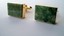 3409 c. 1960s LaMode rectangular jade and gold tone cufflinks. Small/Medium size, c. ¾” x ½”. Very nice shape! Price: $25