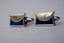 3448 c. 1950s Anson ‘purse’ silvertone/blue cufflinks. Small: ¾”x1/2” Price: $20