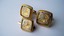 4395 c. 1960s gold tone Zodiac cufflinks and tie clip about ¾” square. Price: $25