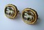 4426 c. 1960s Dante Iconoclay oval gold tone cufflinks. Large- approx. 11/4”x7/8”. Very impressive set of cufflinks- rich coffee brown background/fancy border. Price: $65