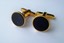 4433 c. 1940s Hickock round dished cufflinks w fancy border. Center stone looks like onyx. Small size. Price: $25